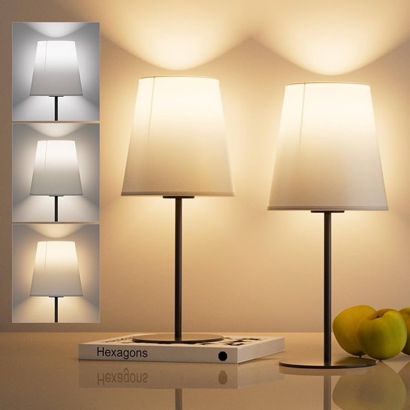 Wireless Bedside Lamps with Rechargeable Bulb remote control set of 2 - Picture 1 of 5